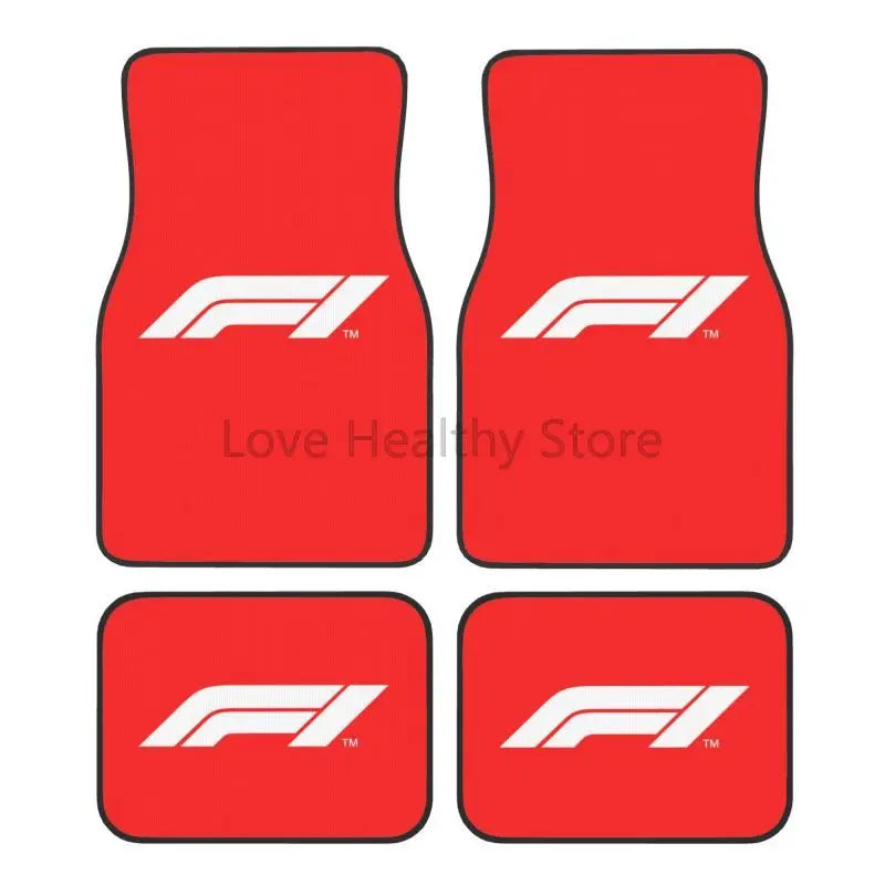 Formula 1 Car Floor Mats F1 Car Racing Auto Front Rear Foot Mats 4-Piece Full Set with Non-Slip Rubber Backing Car Accessories