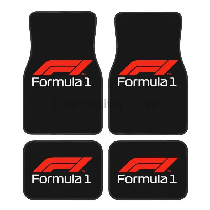 Formula 1 Car Floor Mats F1 Car Racing Auto Front Rear Foot Mats 4-Piece Full Set with Non-Slip Rubber Backing Car Accessories
