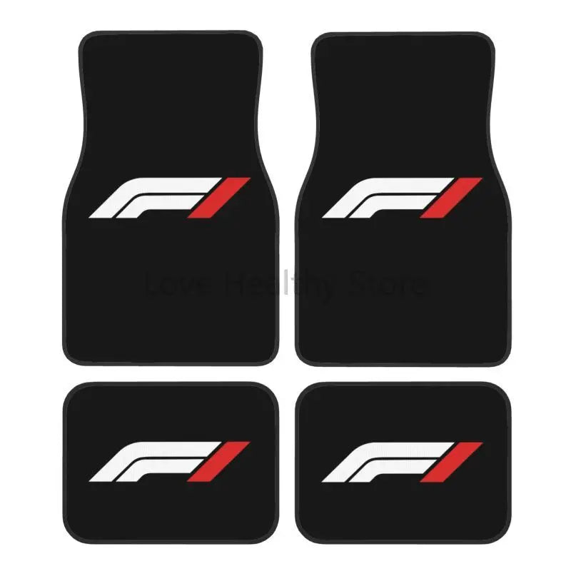 Formula 1 Car Floor Mats F1 Car Racing Auto Front Rear Foot Mats 4-Piece Full Set with Non-Slip Rubber Backing Car Accessories