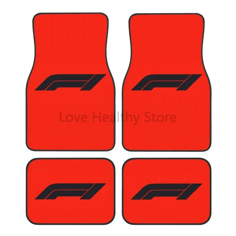 Formula 1 Car Floor Mats F1 Car Racing Auto Front Rear Foot Mats 4-Piece Full Set with Non-Slip Rubber Backing Car Accessories