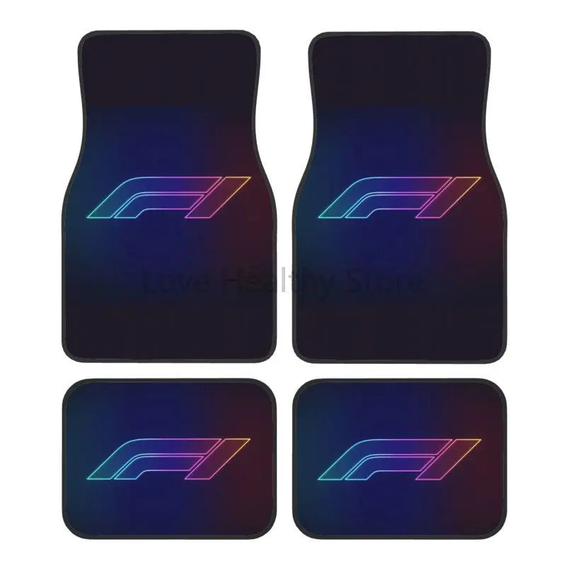 Formula 1 Car Floor Mats F1 Car Racing Auto Front Rear Foot Mats 4-Piece Full Set with Non-Slip Rubber Backing Car Accessories